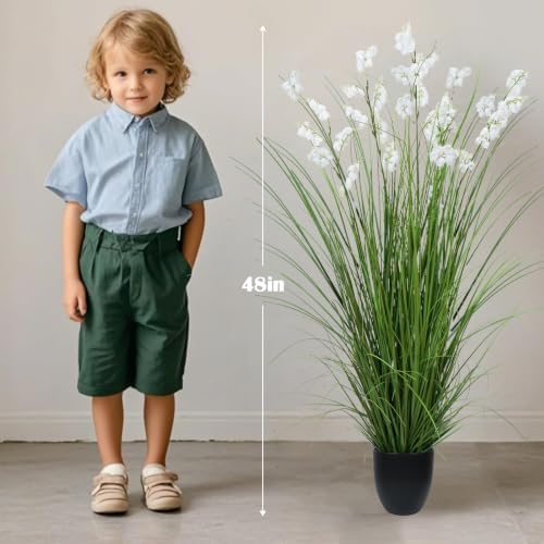 2Pcs 48in Artificial Grass Plant Lily of The Valley with Pot - Image 2