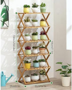 Plant Stand, Bamboo Flower Pot Display Rack Modern Flower Shelf Living Room Floor-Standing Multi-Layer Foldable Indoor Balcony Succulents Ladder Shelf,B-50 * 25 * 100cm - Image 2