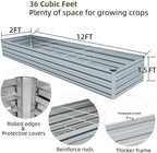 Meberam 12x2x1.5FT Galvanized Raised Garden Beds Kit Large Outdoor Metal Gardening Planter Box for Vegetable Elevated Flower Herbs, Silver - Image 2