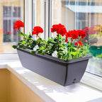 12 Pcs 24 inch Window Box Planter, Large Rectangular Flower Planter Boxes with Shelf Insert Plastic for Indoor and Outdoor Garden, Balcony Home Decor (12, 24 inch) - Image 5
