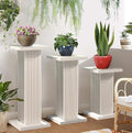 Fsbecl 3Pcs White Fluted Square Wooden Plant Pedestal Display Stands by Fsbecl