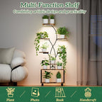 Plant Stand Indoor with Grow Lights, 8 Tiered Metal Plant Shelf with Wheels, 58" Tall Corner Plant Stand Flower Display Rack Holder for Living Room, Patio - Image 5