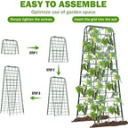 Heavy Duty 50"x17" Adjustable A-Frame Trellis for Climbing Plants – Rust-Proof Metal Garden Trellis with Dense Grid Design, Perfect for Raised Beds, Tomatoes, Cucumbers & Outdoor Vines (Green, 1 Pcs) - Image 3