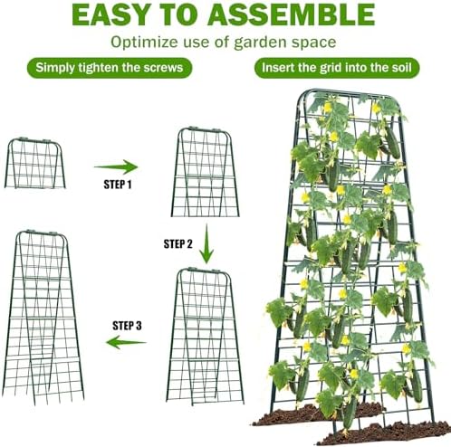 Heavy Duty 50"x17" Adjustable A-Frame Trellis for Climbing Plants – Rust-Proof Metal Garden Trellis with Dense Grid Design, Perfect for Raised Beds, Tomatoes, Cucumbers & Outdoor Vines (Green, 1 Pcs) - Image 3
