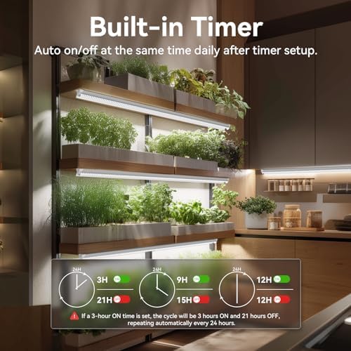 Elaruslux 3FT Plant Grow Light,5000K Full Spectrum White,192W(6 x 32W), LED Grow Light Strips with Timer, Aluminum Reflector, Linkable,Plant Growing Lamp Fixture for Greenhouse Indoor 6pcs - Image 5