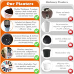 Large Lightweight Tall Plant Pots with Drainage Hole and Saucer, Set of 2 Tall Plastic Planters Indoor Outdoor Flower Pot Tall Planters (Grey Wooden-Matte Finish, 21 Inch, Round) - Image 5