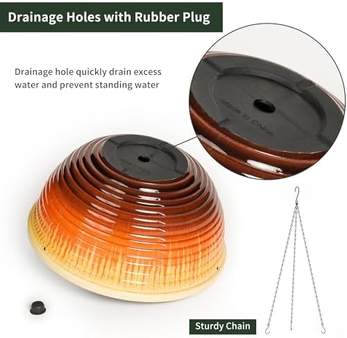 12 inch Large Hanging Planters with Drainage Hole, 2 Pack - Image 3
