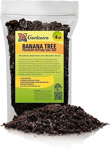 Gardenera Banana Tree Potting Mix - Premium Quality Blend for Superior Banana Tree Health and Resilience - Promotes Strong Root Growth and Disease Resistance (4 Quart) by Gardenera
