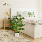 Der Rose 28" Fake Plants Large Artificial Monstera Faux Potted Plants Indoor Tall for Outdoor Living Room House Floor Front Porch Tree Decor (Pack of 2) - Image 6
