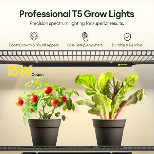 Maygrove T5 Grow Lights for Indoor Plants 2FT, Red-Enhanced Full Spectrum 5000K Grow Light, 60W(4 x 15W), Grow Light Strips for Seed Starting, Greenhouse, High PPFD, Linkable, Black, 4-Pack - Image 2