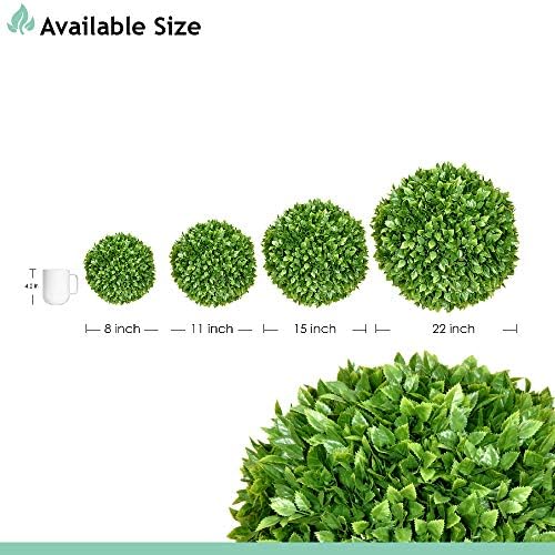 SunnyRoyal Topiary Ball Artificial Outdoor Boxwood Balls Topiary Lifelike Plants, Round Topiary for Indoor/Outdoor Decore, Rose Leaf 15 Inch, 3 Pieces - Image 4