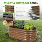 Galvanized Raised Garden Bed - 2PCS 4x2x1.4ft Metal Planter Box Brown - Image 4