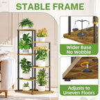 iDavosic.ly 5 Tier Wooden Plant Stand Indoor, 41 Inch Tall, Black & Brown - Image 4