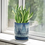 Plant Pots Indoor, Ceramic Planter, 6in Plant Pot, Plant Pots with Drainage Holes and Saucers, Flower Pots for Indoor Plants, Reactive Glaze Blue - Image 4