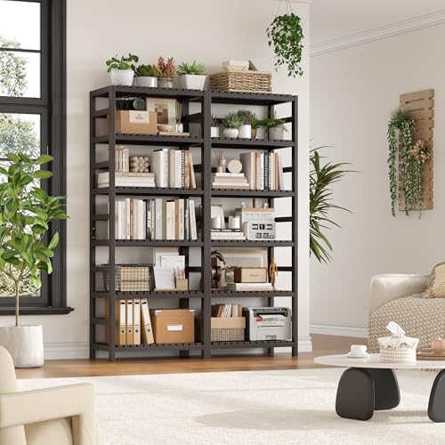 FOTOSOK 6-Tier Bamboo Shelf with Adjustable Shelves, Bamboo Kitchen Cabinet - Image 2