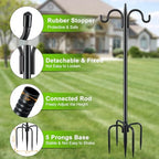 Gtongoko Bird Feeder Pole for Outdoors Heavy Duty, 2 Pack 92 Inch Double Shepherds Hook with 5-Prong Stable Base, 3/4 Inch Thick Hummingbird Feeder Stand for Hanging Plants, Lanterns - Image 3