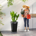 Outsunny 24 in Taper Tall Planters for Outdoor Plants Set of 3, Black - Image 3