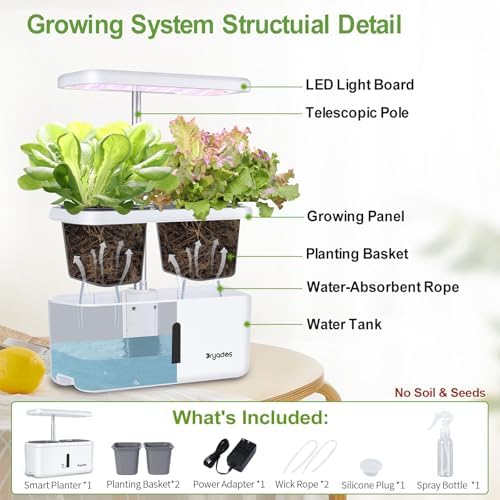 Indoor Garden System 19 Watt LED Growing Light Upgrade 2 Self-Watering Soil-Cultivated Growing Pots Gardening Gifts for Mom Plant Pot for Vegetables Herbs Tomato(No Seeds&Soil) - Image 6