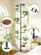 Plant Stand Indoor, Tall Wall Mounted Metal Pole, 6-Tier, C5 - Image 3