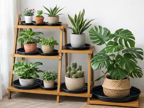 50 Packs 14 Inches Large Plant Saucers for Indoor Outdoor Use Heavy Duty Plastic Plant Plate Dish for Planter Bulk Round Flower Pot Drip Trays to Catch Water 4 to 20 Inch, Black - Image 5