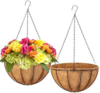 LCHUANG Hanging Baskets Planter for Plants - 2 Pack 14 Inch Metal Baskets with Coco Coir Liner, Hanging Flower Pots for Outside with Chain, Indoor Outdoor Garden Porch Decoration (14'' Pack of 2) by LCHUANG