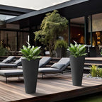 Kante Set of 2 Black Plastic Round Planters 29" Tall Home & Outdoor - Image 5