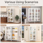Polup 66" White Glass Display Cabinet, 3-Side Clear View for Collectibles - Image 5
