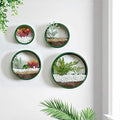 Pack of 4 Round Wall Planters Hanging Metal Plant Containers Circle Plant Holder Contemporary Morden Circle Iron Vase for Succulents or Herbs Cactus and More (Green) by EssenceLiving