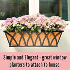 LaLaGreen Wall Planters (4 Pack, 36 Inch) Black Metal Rectangular Hanging Flower Box Window Boxes Planters with Coco Liner Rustic Flower Basket Plant Holder Deck Rail Railing Patio Large Balcony Fence - Image 4
