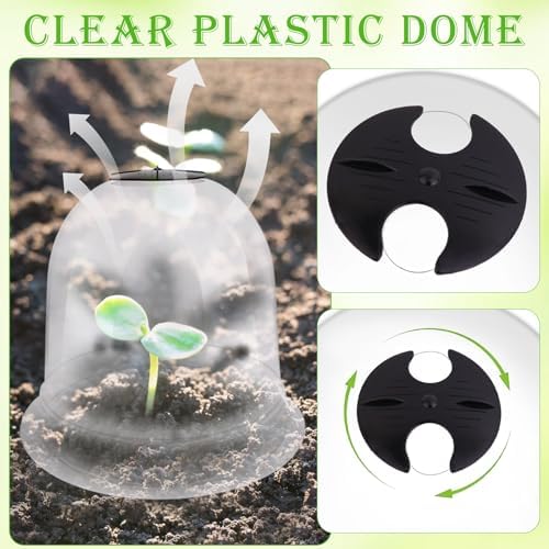 28 Pack Large 7.7 x 6.7" Garden Cloche Plant Domes with Pegs and Labels - Image 3