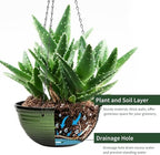 12 Inch Glazed Hanging Planters for Indoor Outdoor Plants, Hanging Baskets - Image 5