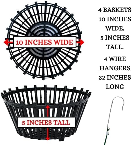 Set of 4 Large Black Strong Plastic Orchid Baskets 10 Inches Wide with Hangers for Orchids, Staghorn Ferns, Orchid Baskets for Outside, Plastic Orchid Pots with Holes - Image 3