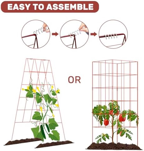 DOEWORKS 48" red A-Frame Trellis, 2-Pack, Foldable, for cukes, Beans, Tomatoes, Flowers - Image 3