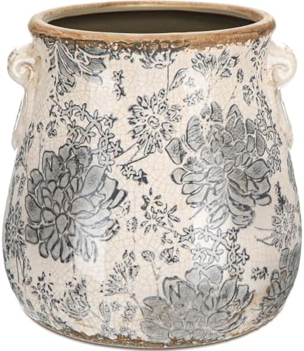 Ceramic Scroll Planter 6.5 Inch, Gray by Unknown