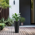 Kante Black Concrete Planter 15.8" Tall All-Weather Round Accent Pot - Image 4