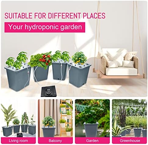 4 Hydroponic Buckets Kit for Plants, Hydroponics Growing System for Herbs/Tomato/Vegetables, DWC System with Air Pump & Germination Tray (Complete Indoor Hydroponic Gardening Supplies) - Image 2