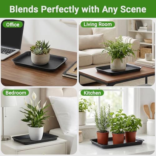 GREANER 20 Inch Plant Trays, 3Pcs Black Pebble Tray for Plant Humidity, Planter Trays and Saucers for Indoors and Outdoors Use - Image 6