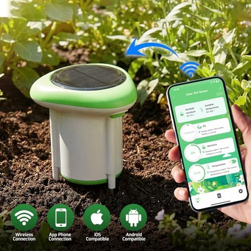 WiFi Soil Moisture Meter, 3-in-1 Smart Soil Tester for EC/Temp/Moisture, Wireless Plant Monitor with App, High Precision Digital Soil Sensor for Indoor Outdoor Garden & Lawn(Solar Powered) - Image 7