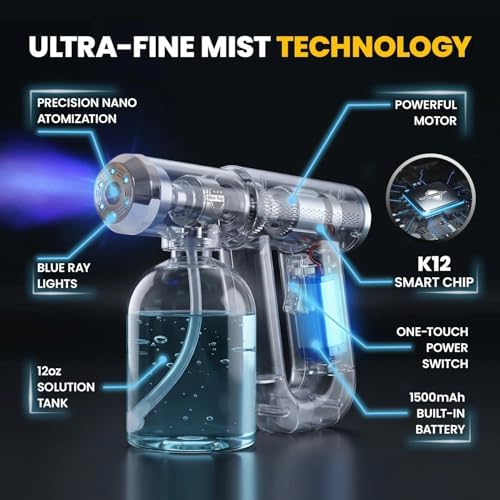Nano Spray Gun, Cordless Atomizer Sprayer and Fogger Applicator, White - Image 5