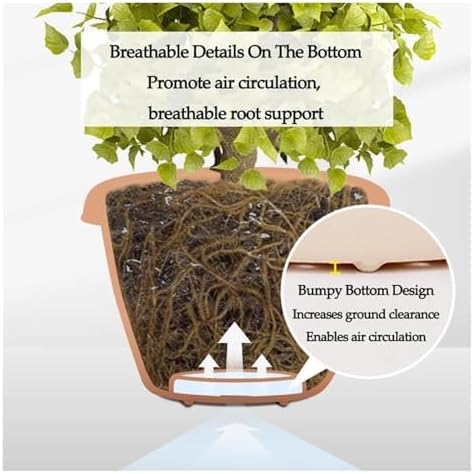 Flower pots Round Durable Resin Planter Large Planters for Outdoor Plants gardenix Decor Planters(White,21cm) - Image 3