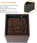 SUNNYPARK Set of 2 Large Square Planter with Removable Liner, All-Weather PE Rattan Modern Planters Indoor Outdoor Flower Plant Pots Garden Box Patio Yard Front Porch Deck - Image 4