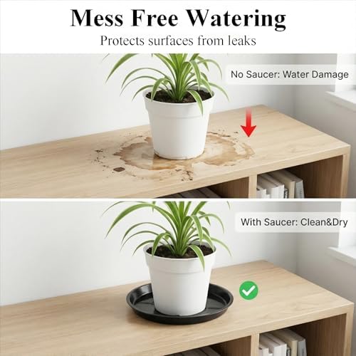 10 Pack Plant Saucer 20 Inches Plastic Drip Trays to Catch Water, Black - Image 5