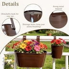 12 Pack Mixed Size Fence Hanging Planter for Patio Garden Décor, Chocolate - Image 3