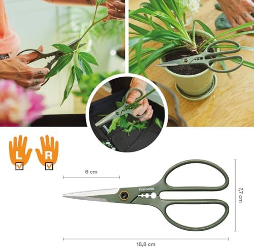 Fiskars Urban Plant Care Care 1075317 3-Piece Plant/Flower Scissors with Holder, Small Plant Shears with Holder, Stainless Steel/Plastic, Dark Green/Black - Image 4