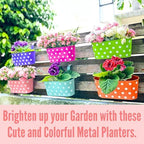 LaLaGreen Large Rail Planter (11.8 in, 6 Pack) Polka Dot Metal Balcony Pots - Image 4