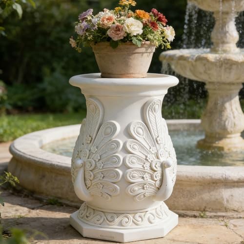 Decorative Roman Column Pedestal, English Rosette Indoor Outdoor Sculptural Garden Plinth Base Statue Riser, Weatherproof Sturdiness Plinth Base Statue Riser for Statues, Flower Pots, Decor, Cast Stone Resin (1458) - Image 3