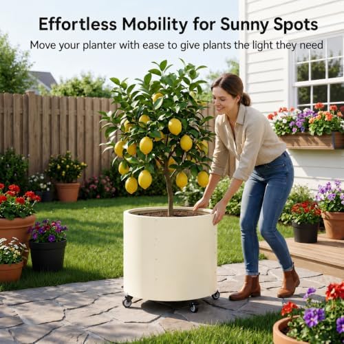 2 Pack Rolling Planter for Tree,30 Gallon Large Metal Tree Pots for Outdoor - Image 6