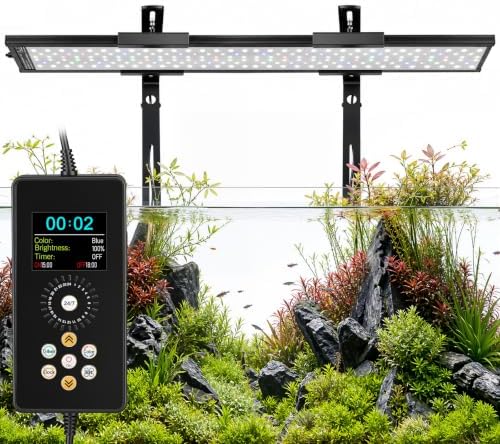 fishkeeper Clip-on Planted Aquarium Light, 6 Row LED, 58W, Dual Light Riser by fishkeeper