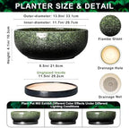 Bonsai Tree Pots 13 Inch, Ceramic Succulent Pots, Speckle Green - Image 2