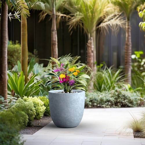 Kante Blue Gray Concrete Planter 18" Dia All-Weather Round Large Pot - Image 7